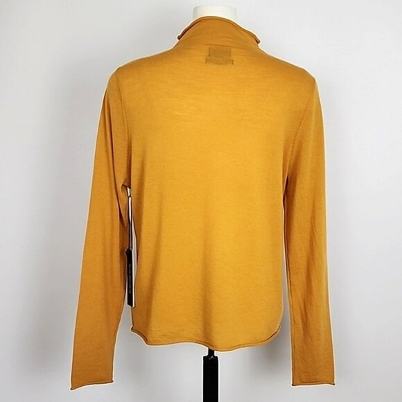 Nicole Miller Women's 100% Extra Fine Merino Wool Mock Neck Mustard Top Size XL - Picture 2 of 8